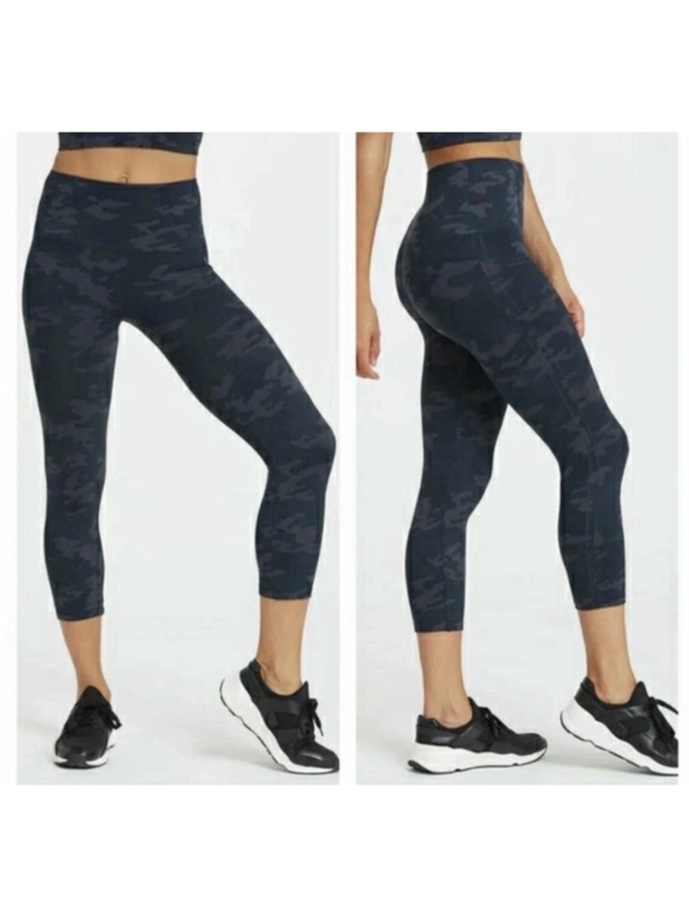 Spanx Look At Me Now Seamless Black Camo Leggings M NWT